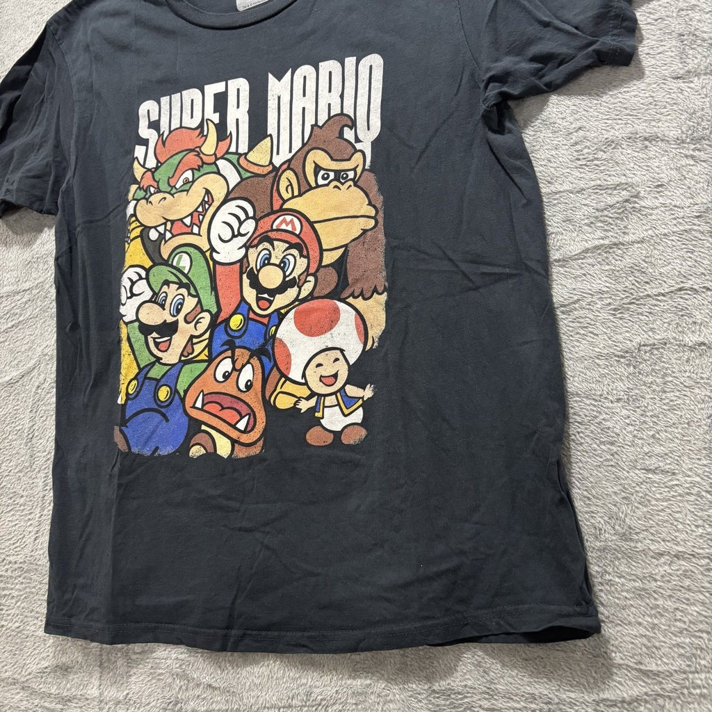 Nintendo Super Mario Brothers Black Graphic T-Shirt L Mens Vintage Casual Tee