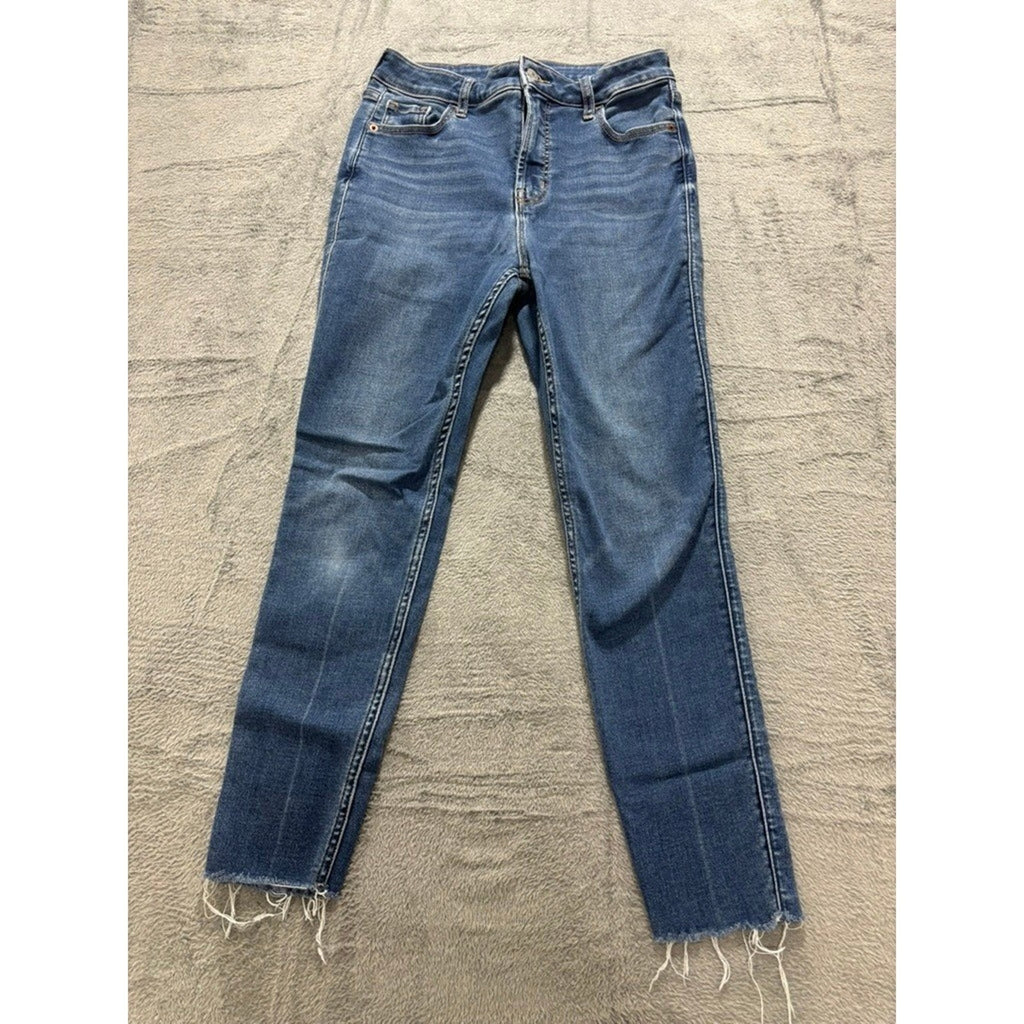 Old Navy Rockstar Super Skinny Extra High Rise Womens 6 Jeans Medium Wash Raw