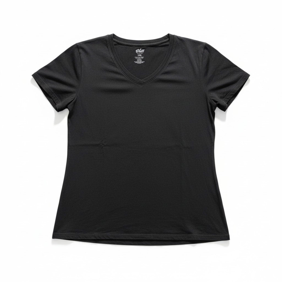 Chill Society Womens 1XL Black V-Neck Tee Casual Athleisure Short Sleeve T-Shirt