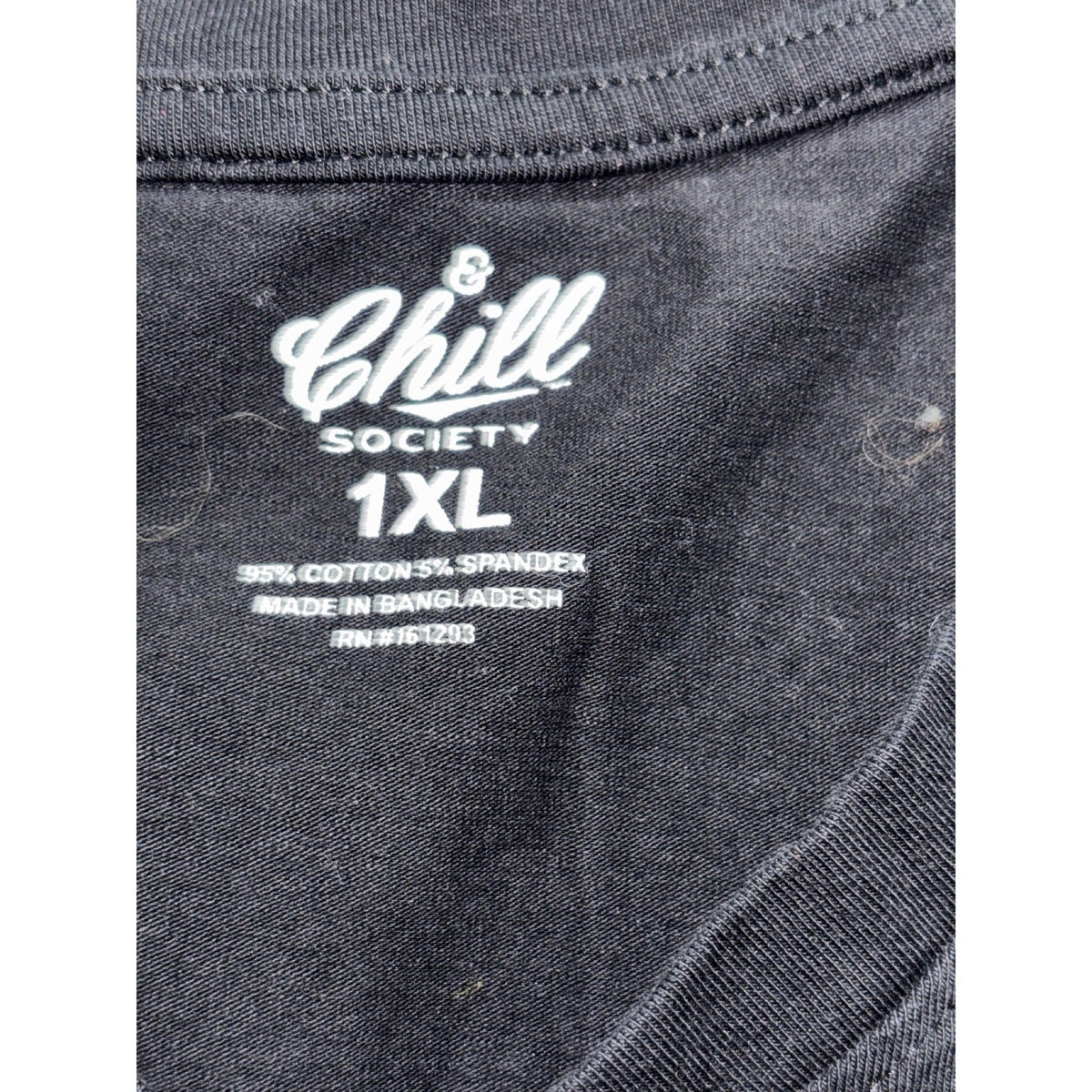 Chill Society Womens 1XL Black V-Neck Tee Casual Athleisure Short Sleeve T-Shirt