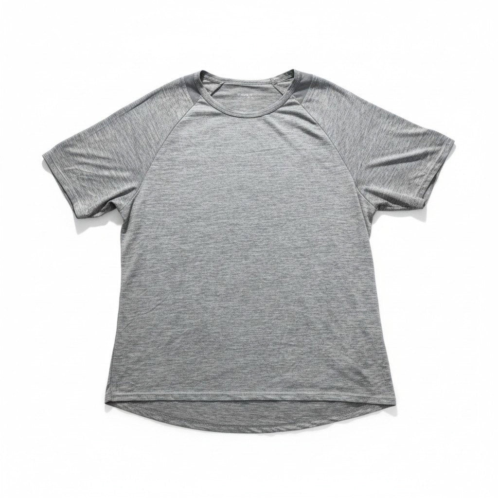 Athletex Womens 1X Gray Heather Mesh Yoke Crewneck Tee Athleisure Casual Shirt