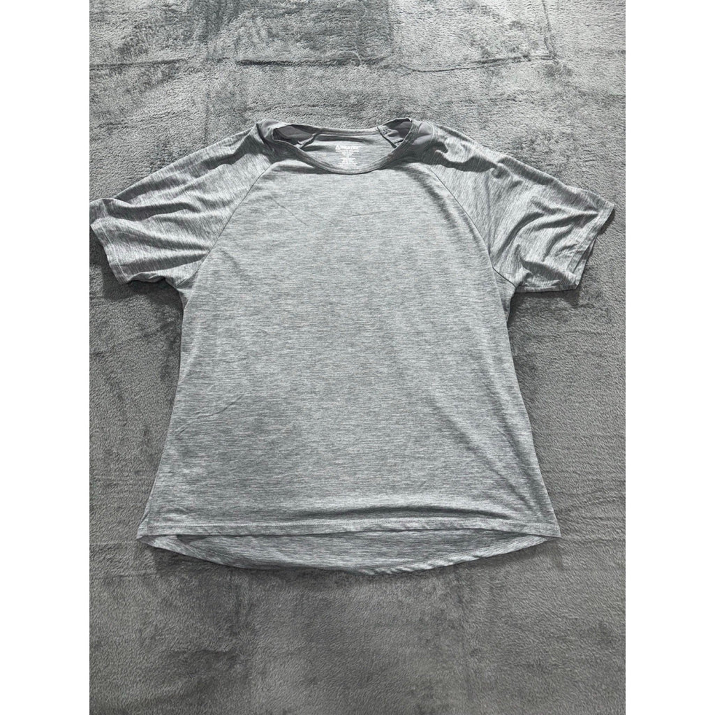 Athletex Womens 1X Gray Heather Mesh Yoke Crewneck Tee Athleisure Casual Shirt