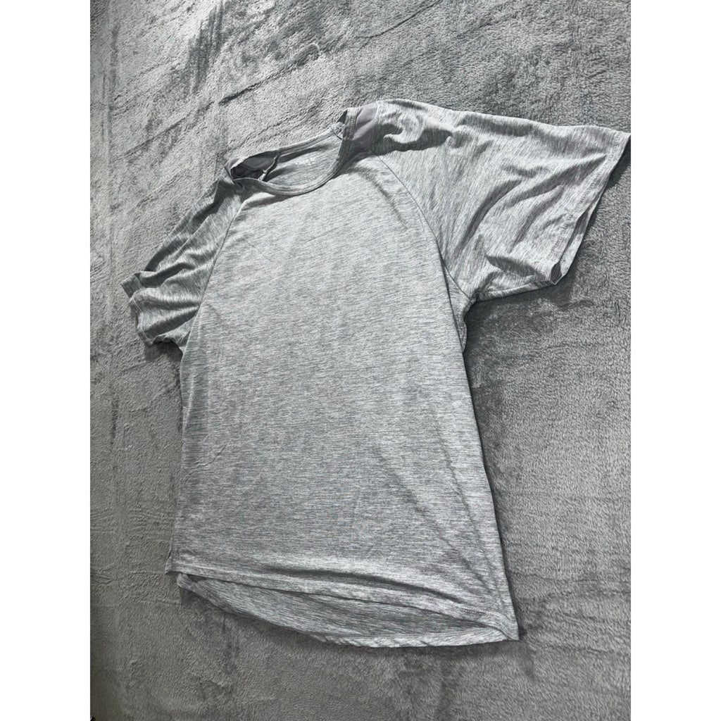 Athletex Womens 1X Gray Heather Mesh Yoke Crewneck Tee Athleisure Casual Shirt