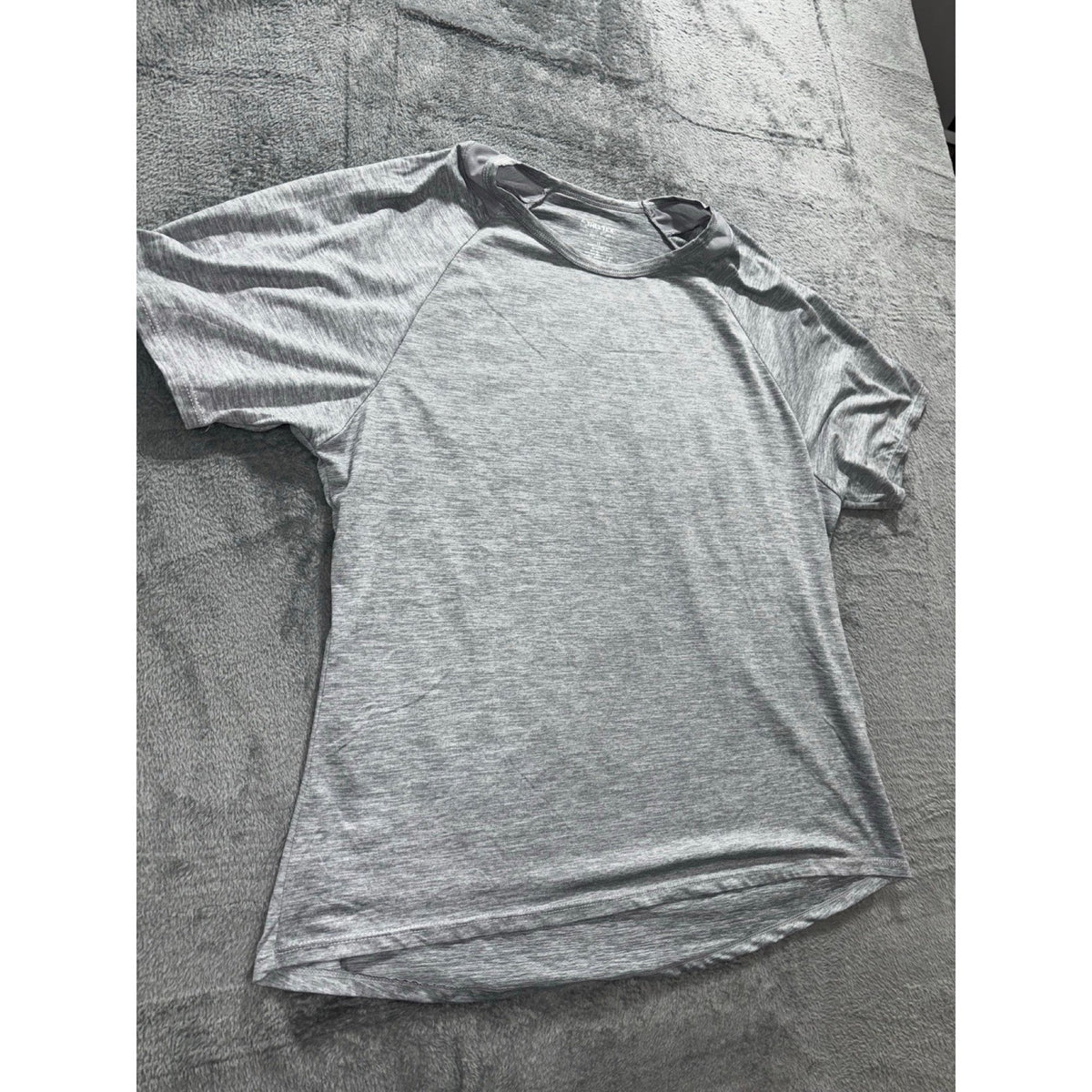 Athletex Womens 1X Gray Heather Mesh Yoke Crewneck Tee Athleisure Casual Shirt