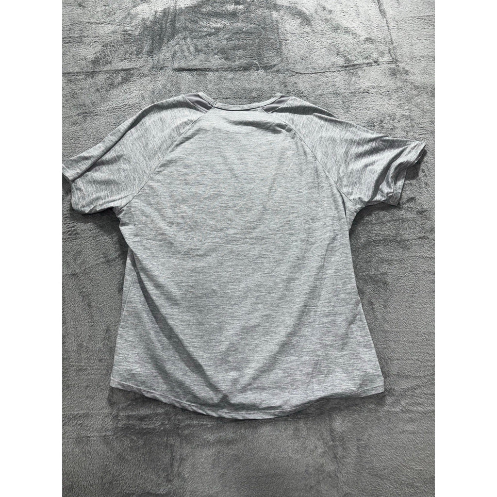 Athletex Womens 1X Gray Heather Mesh Yoke Crewneck Tee Athleisure Casual Shirt
