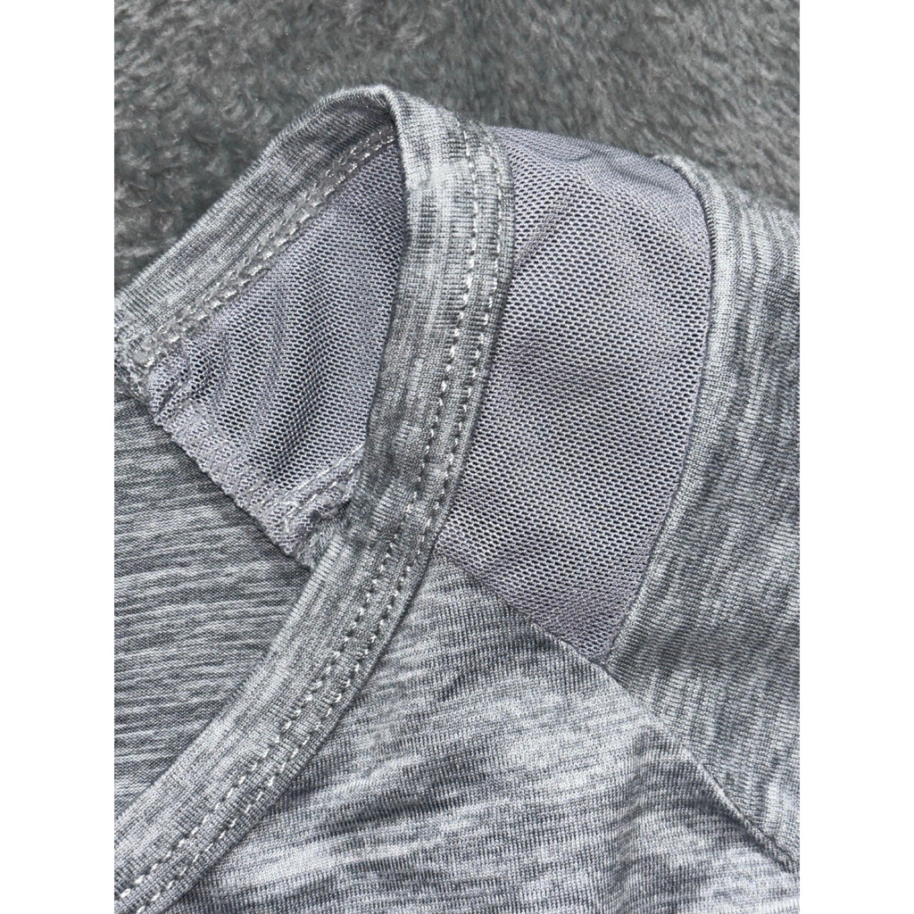 Athletex Womens 1X Gray Heather Mesh Yoke Crewneck Tee Athleisure Casual Shirt