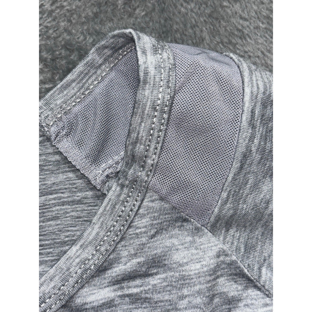 Athletex Womens 1X Gray Heather Mesh Yoke Crewneck Tee Athleisure Casual Shirt