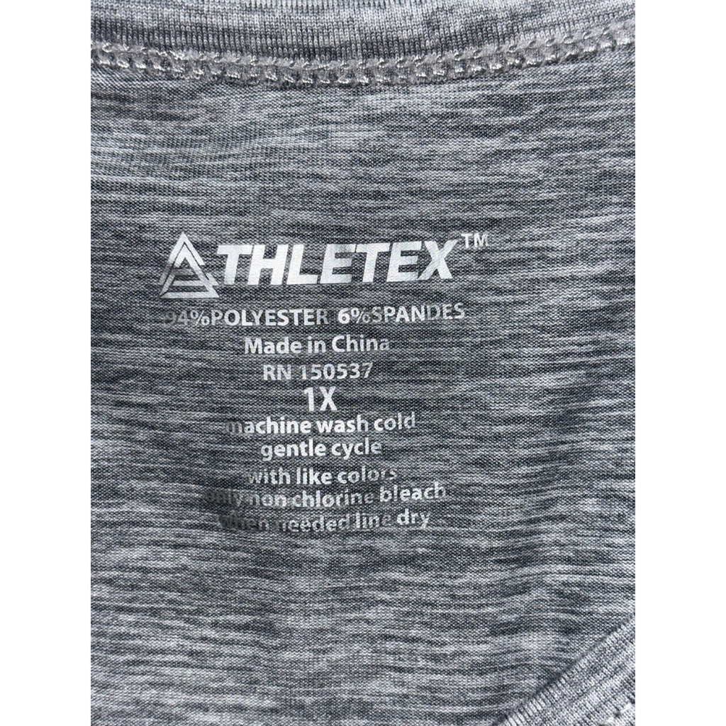 Athletex Womens 1X Gray Heather Mesh Yoke Crewneck Tee Athleisure Casual Shirt