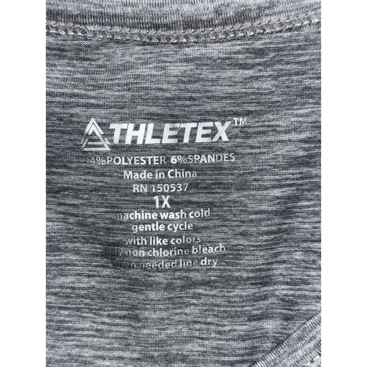 Athletex Womens 1X Gray Heather Mesh Yoke Crewneck Tee Athleisure Casual Shirt