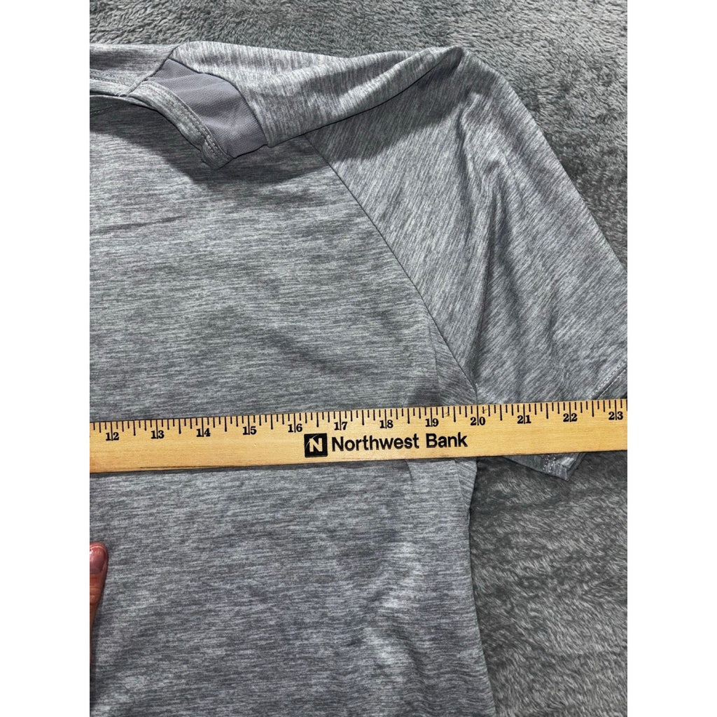 Athletex Womens 1X Gray Heather Mesh Yoke Crewneck Tee Athleisure Casual Shirt