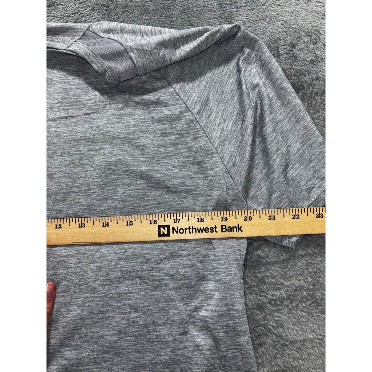 Athletex Womens 1X Gray Heather Mesh Yoke Crewneck Tee Athleisure Casual Shirt