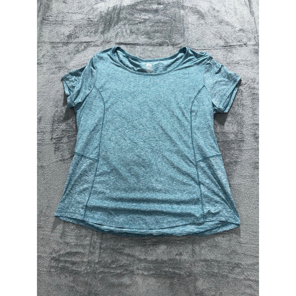 RBX Womens XL Blue Gray Heather Crewneck Tee Athleisure Casual Short Sleeve Top