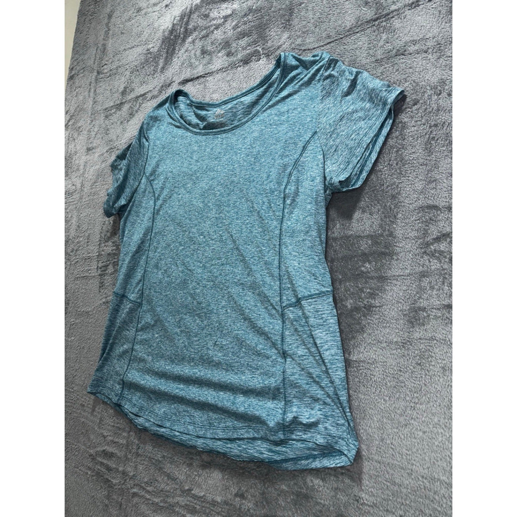 RBX Womens XL Blue Gray Heather Crewneck Tee Athleisure Casual Short Sleeve Top