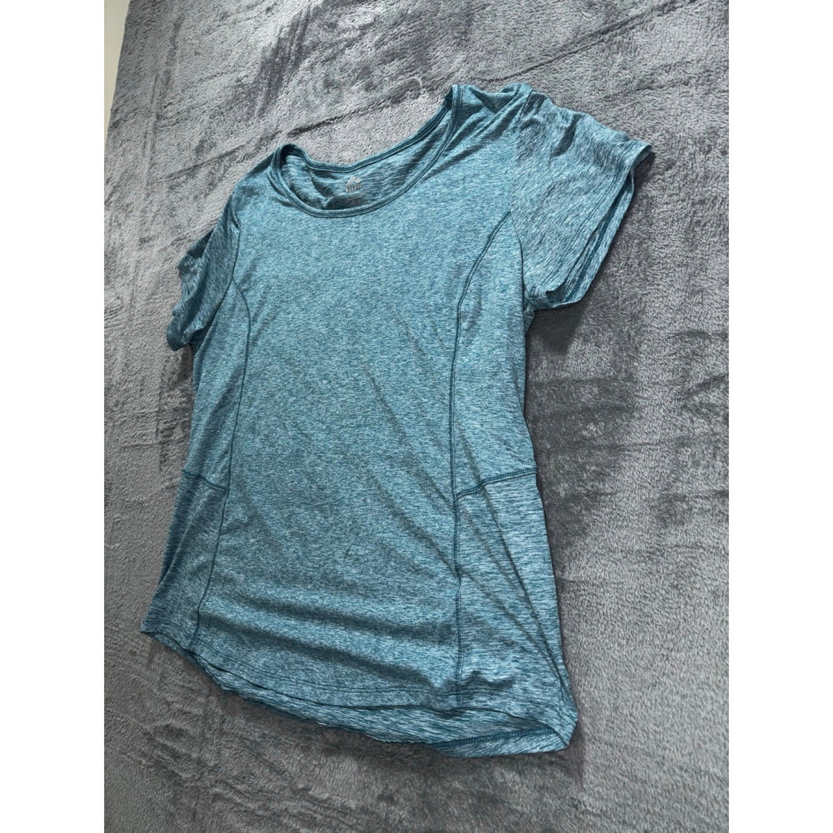 RBX Womens XL Blue Gray Heather Crewneck Tee Athleisure Casual Short Sleeve Top