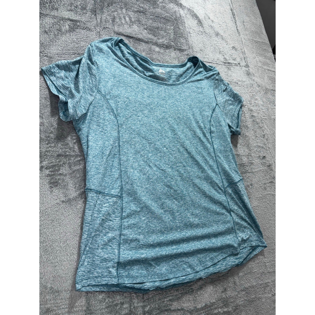 RBX Womens XL Blue Gray Heather Crewneck Tee Athleisure Casual Short Sleeve Top