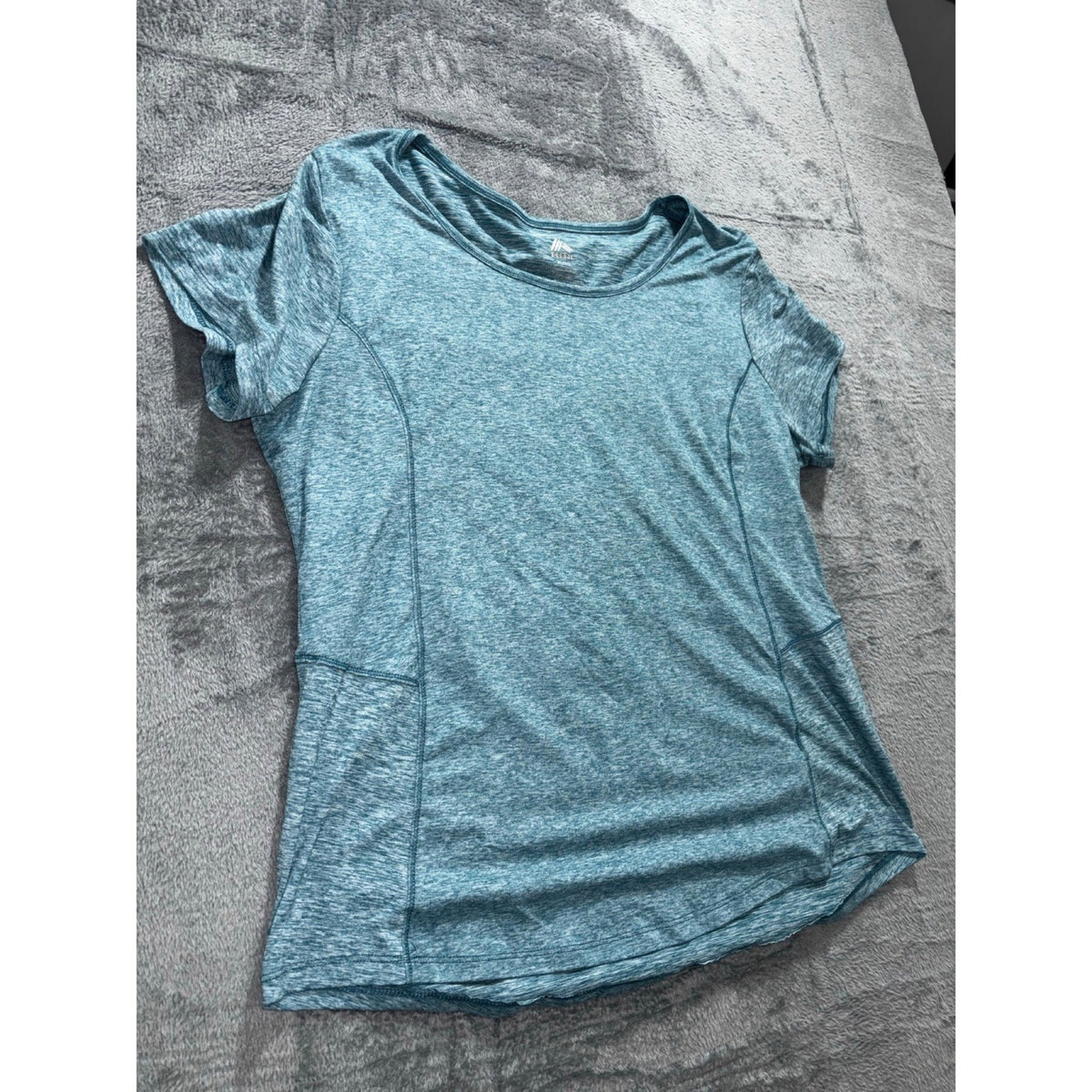 RBX Womens XL Blue Gray Heather Crewneck Tee Athleisure Casual Short Sleeve Top