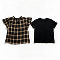 Time and Tru Womens XL Lot of 2 Tops Plaid Flutter Sleeve Top Black Tee Casual