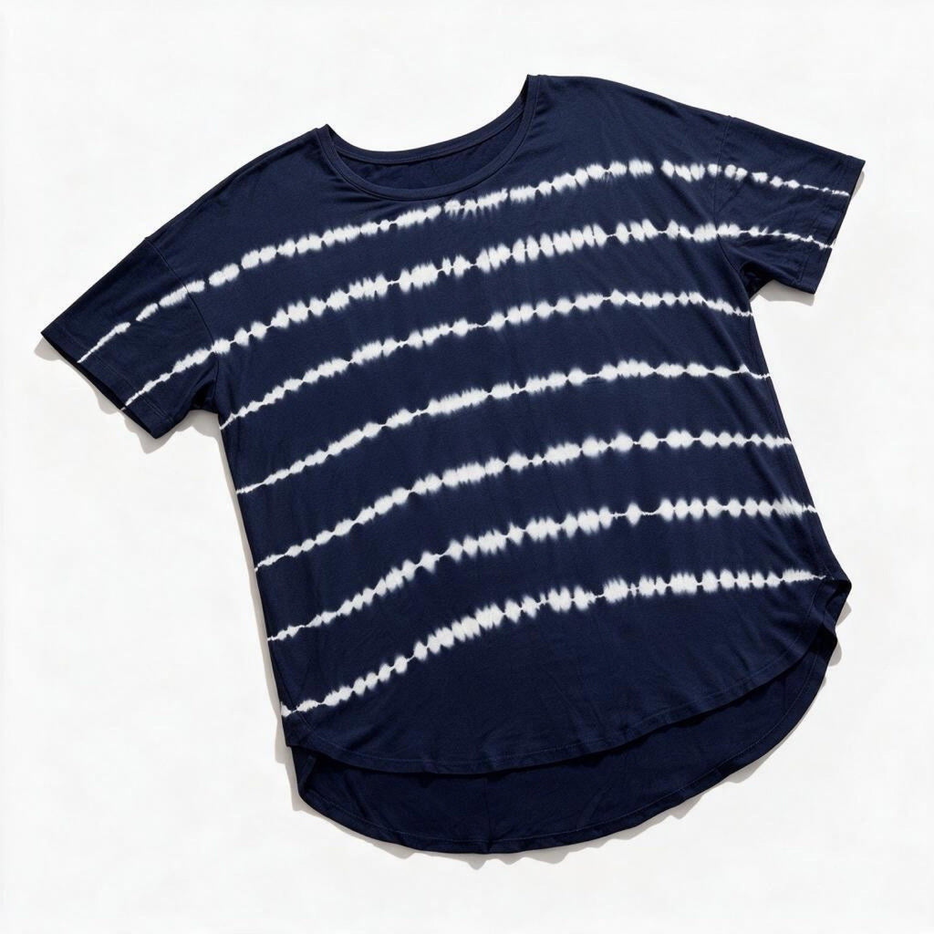 Time and Tru Womens XL Navy Blue Tie Dye Tee Casual Coastal
