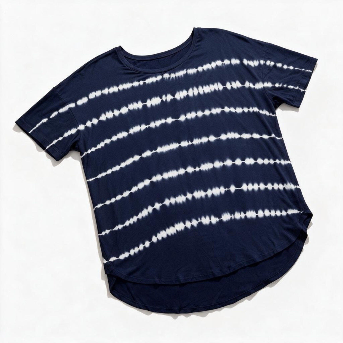 Time and Tru Womens XL Navy Blue Tie Dye Tee Casual Coastal