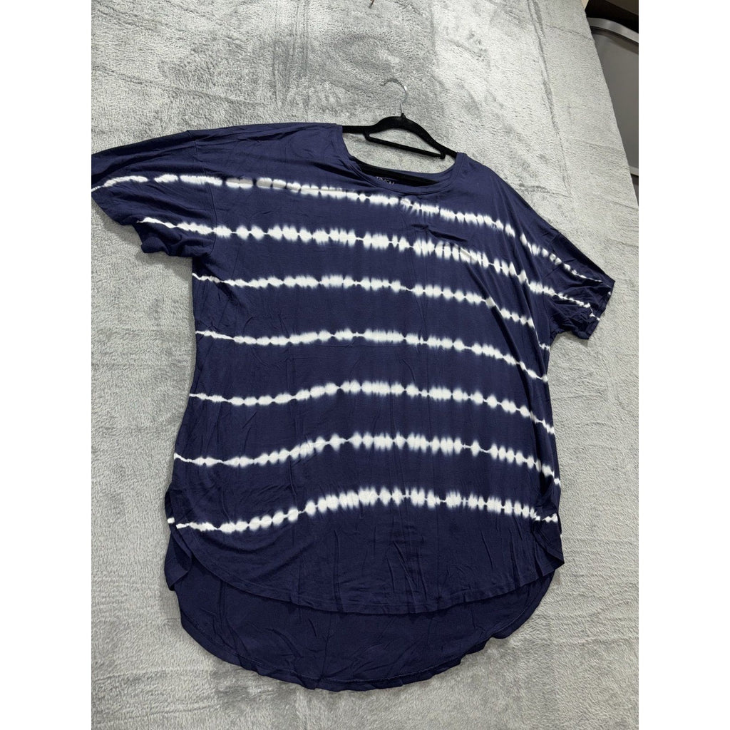 Time and Tru Womens XL Navy Blue Tie Dye Tee Casual Coastal