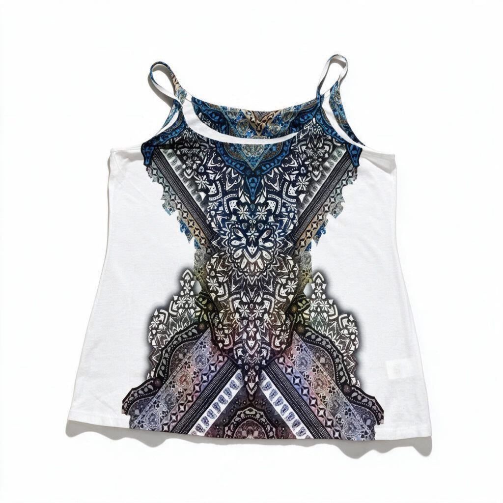 Unbranded Womens XL White Graphic Cami Tank Top Boho Casual Summer