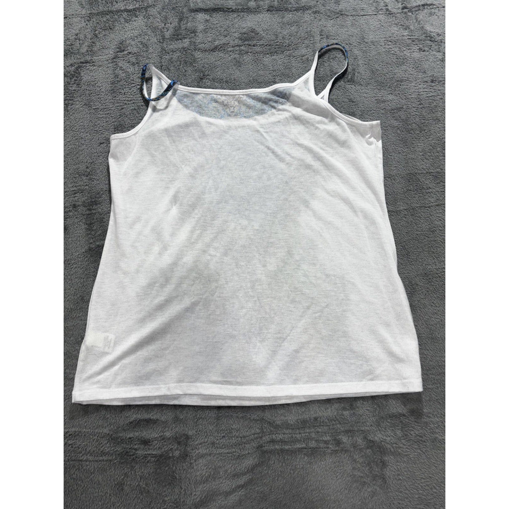 Unbranded Womens XL White Graphic Cami Tank Top Boho Casual Summer
