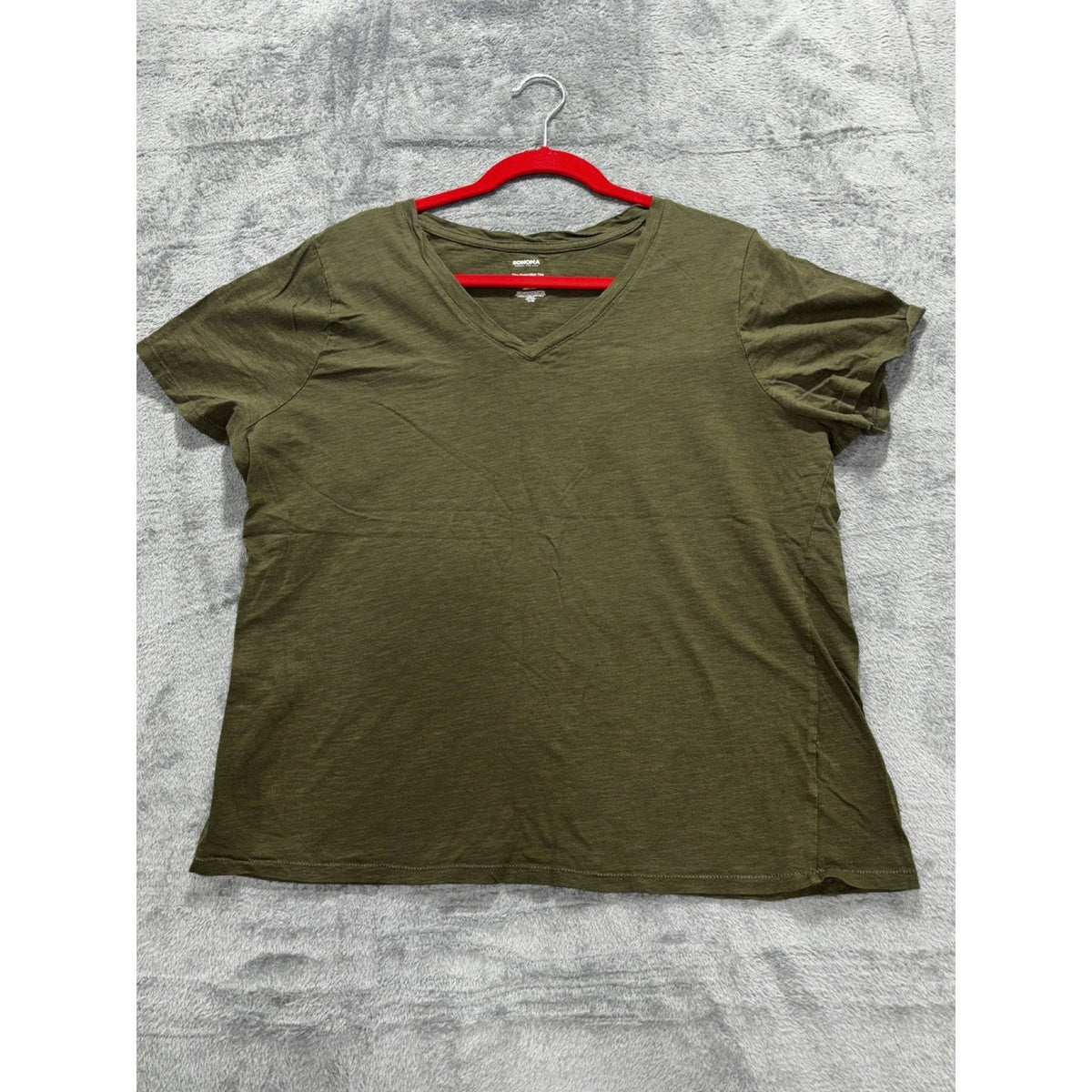 Sonoma Womens XL Olive Green V-Neck Tee Casual Everyday