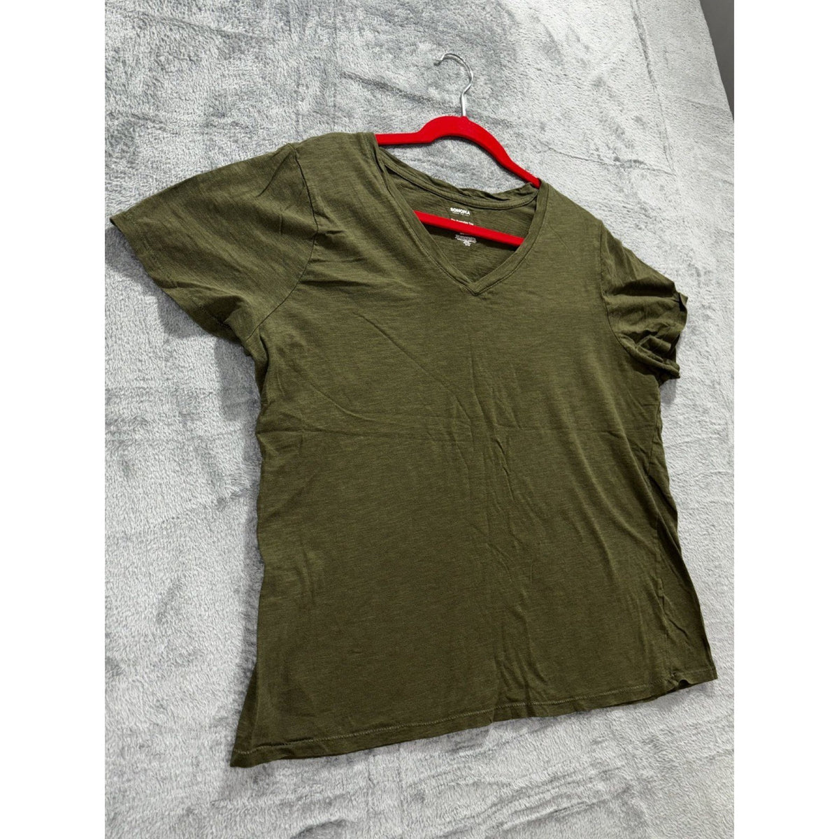 Sonoma Womens XL Olive Green V-Neck Tee Casual Everyday