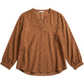 Maurices Womens XXL Brown Polka Dot Blouse Long Sleeve V-Neck Top Career Office