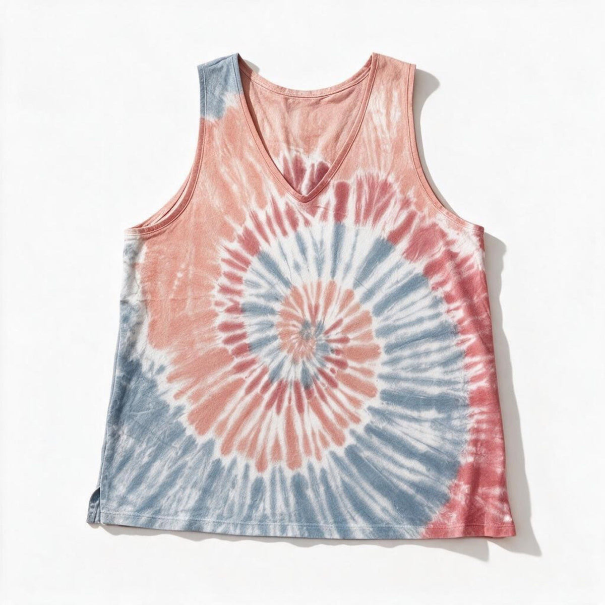 Old Navy Womens XL Red Blue Tie Dye V-Neck Tank Top Casual Boho
