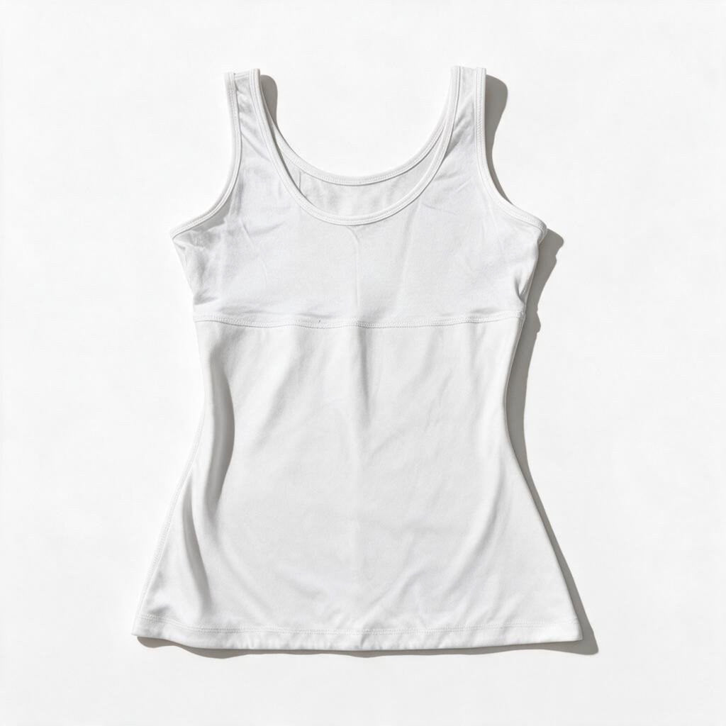 Teez-Her Womens L White Scoop Neck Tank Top Casual Layering