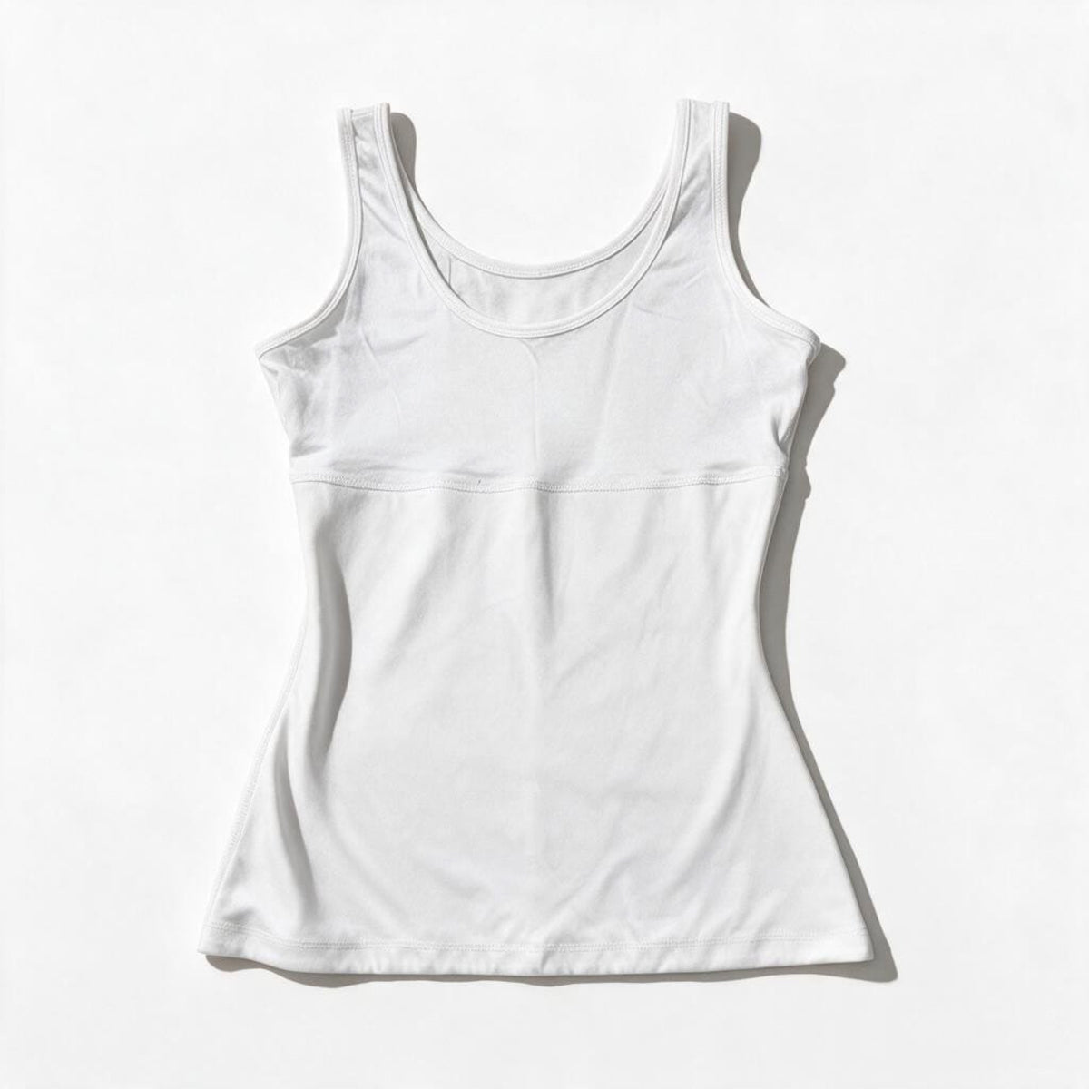 Teez-Her Womens L White Scoop Neck Tank Top Casual Layering