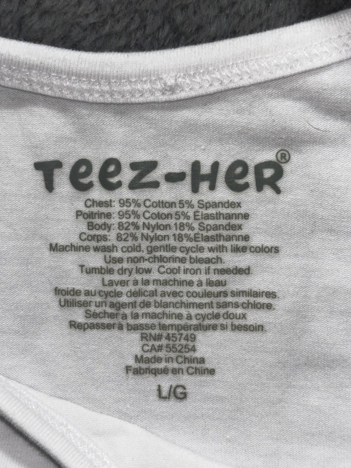 Teez-Her Womens L White Scoop Neck Tank Top Casual Layering