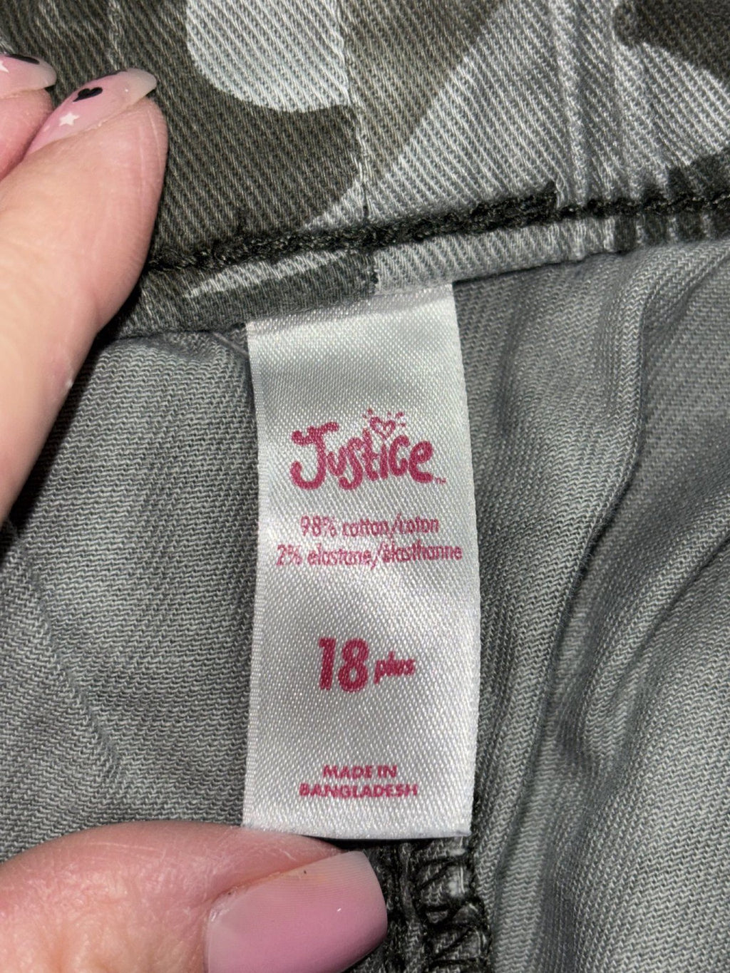 Justice Girls 18 Plus Olive Camo Cargo Joggers Casual Cozy