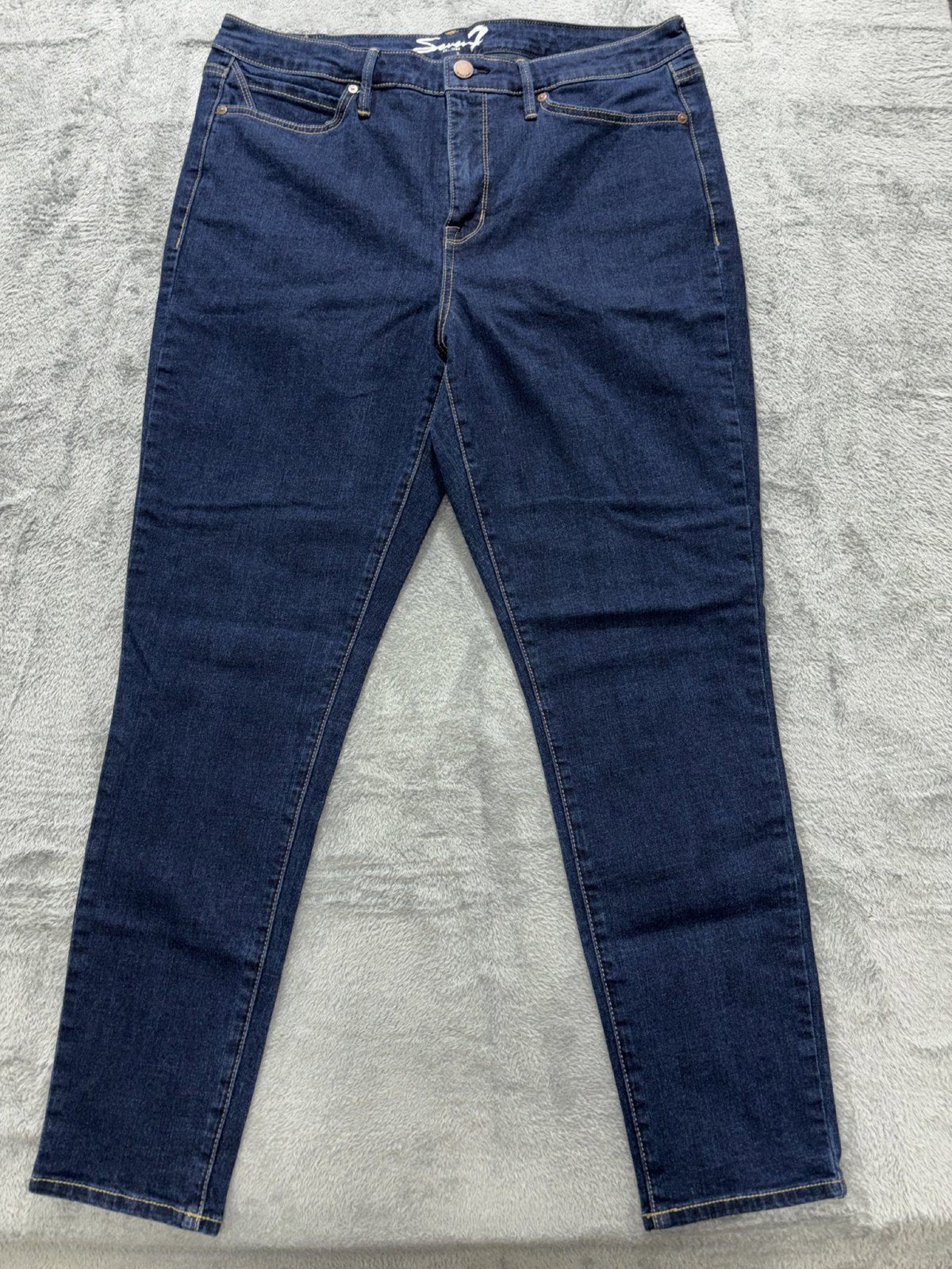 Seven7 Womens 14 Dark Wash Skinny Jeans Casual Classic