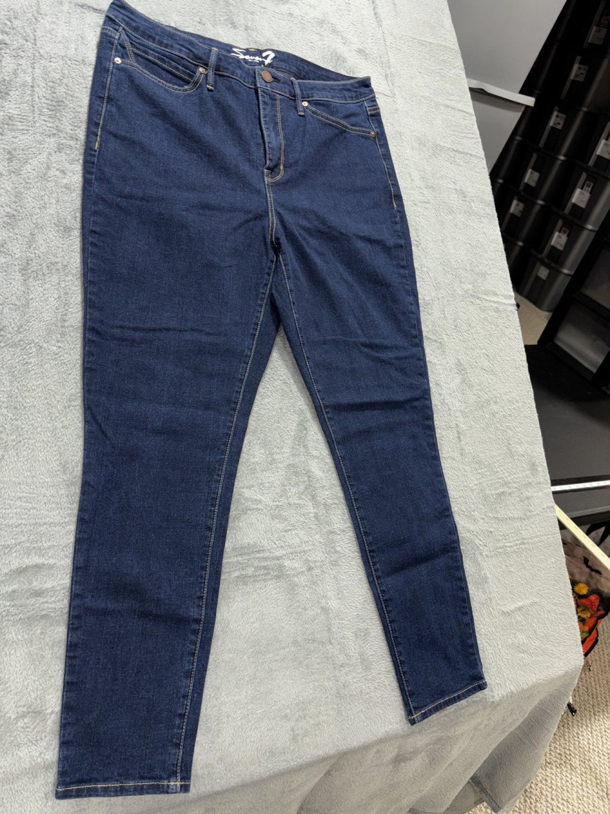 Seven7 Womens 14 Dark Wash Skinny Jeans Casual Classic
