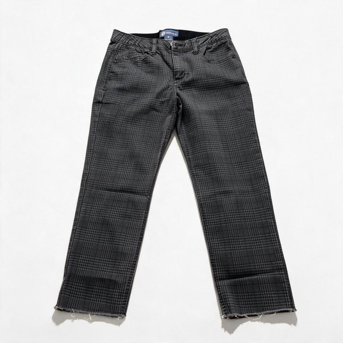 Democracy Womens 8 Charcoal Plaid Skinny Pants Casual Preppy