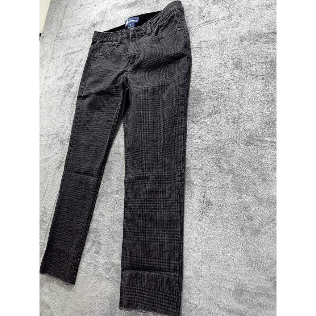 Democracy Womens 8 Charcoal Plaid Skinny Pants Casual Preppy
