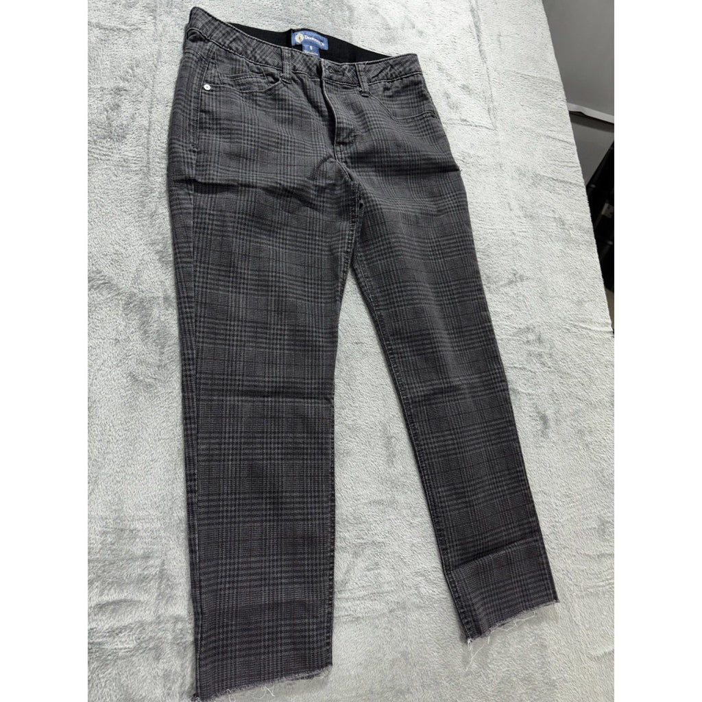 Democracy Womens 8 Charcoal Plaid Skinny Pants Casual Preppy