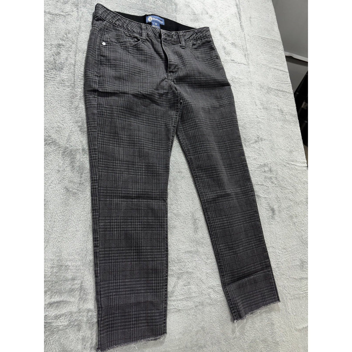 Democracy Womens 8 Charcoal Plaid Skinny Pants Casual Preppy