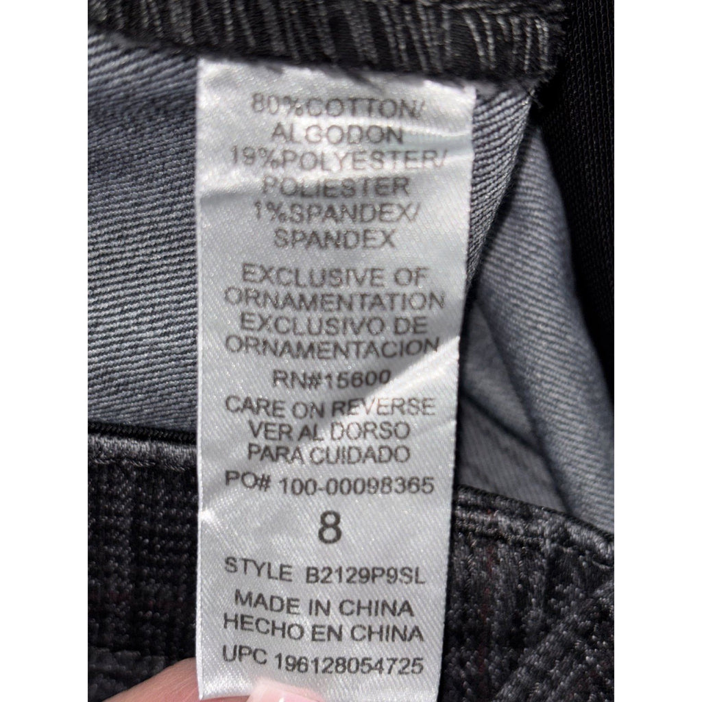 Democracy Womens 8 Charcoal Plaid Skinny Pants Casual Preppy