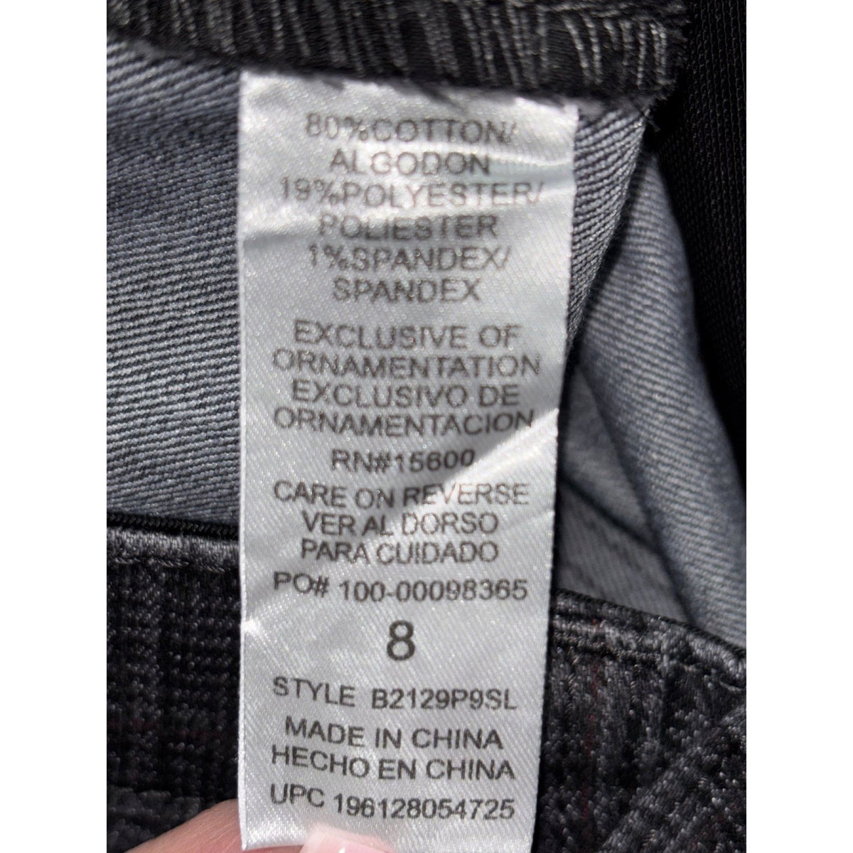 Democracy Womens 8 Charcoal Plaid Skinny Pants Casual Preppy