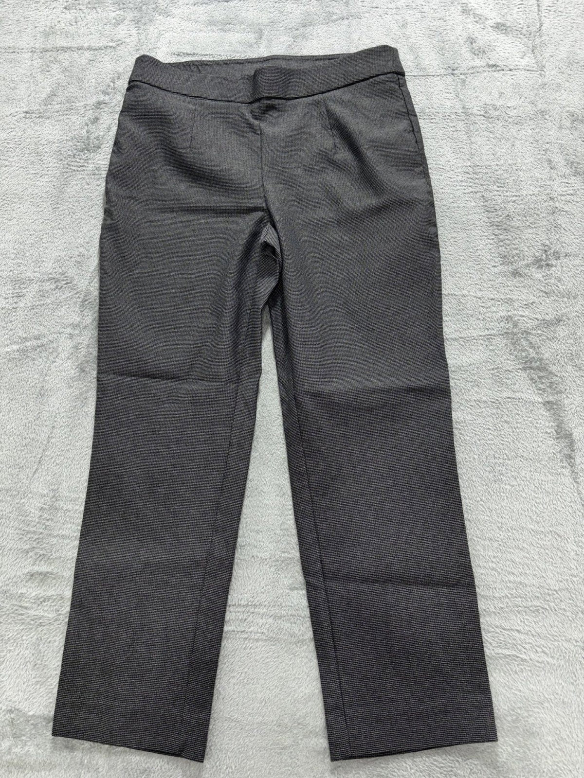 Briggs Womens Petite M Charcoal Houndstooth Pull On Pants Casual Office