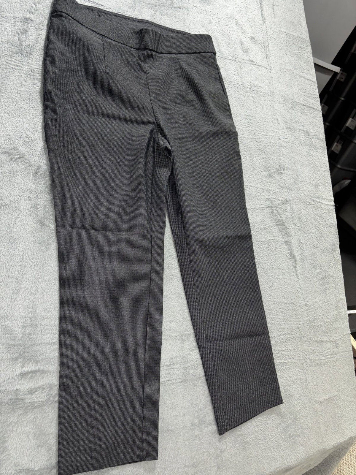 Briggs Womens Petite M Charcoal Houndstooth Pull On Pants Casual Office