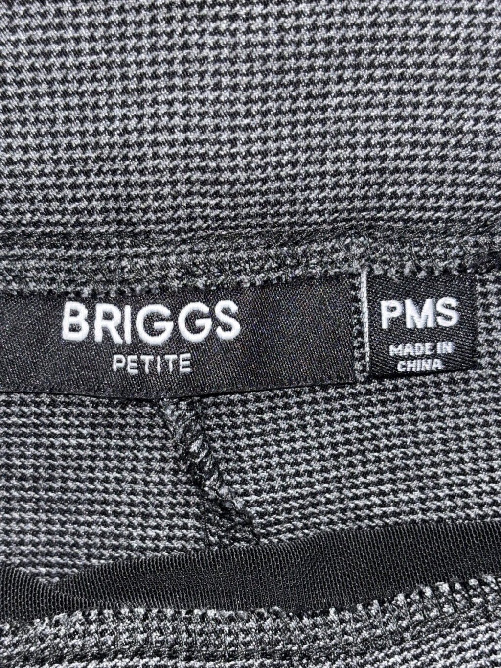 Briggs Womens Petite M Charcoal Houndstooth Pull On Pants Casual Office