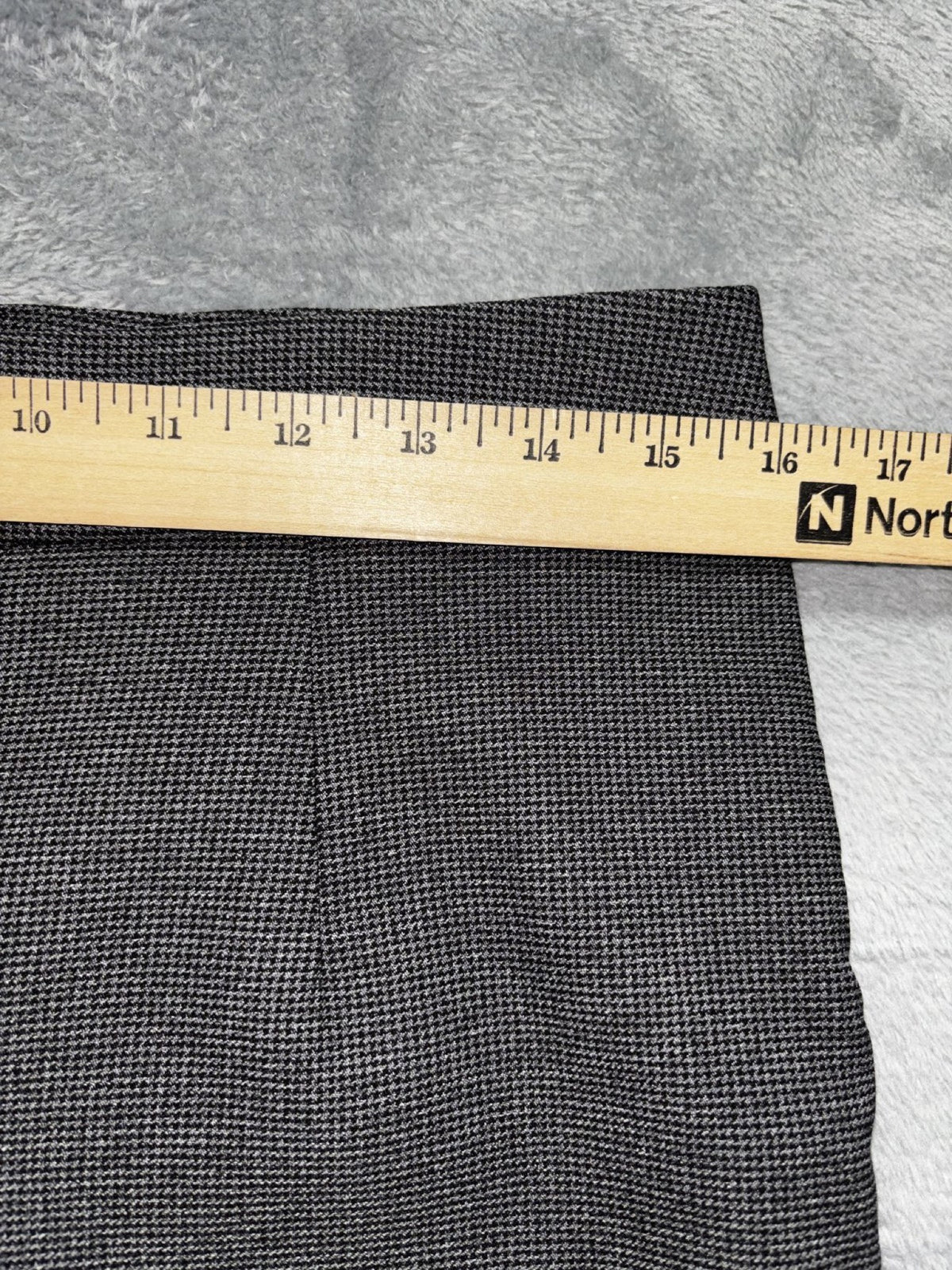 Briggs Womens Petite M Charcoal Houndstooth Pull On Pants Casual Office