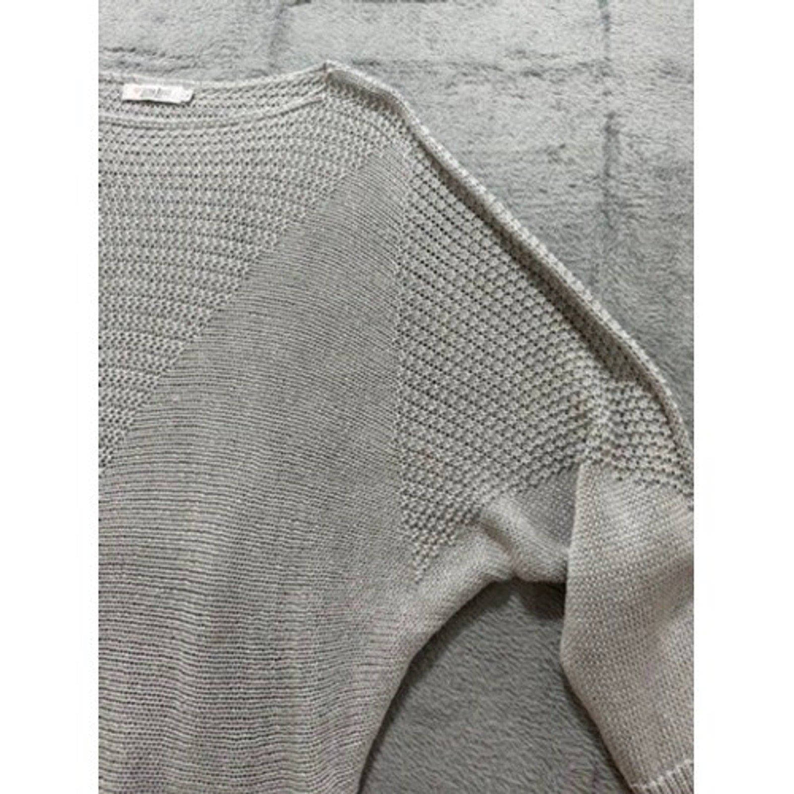 Luisa Ricci Italy Women Light Gray Mixed Knit Batwing Boat Neck Sweater Large