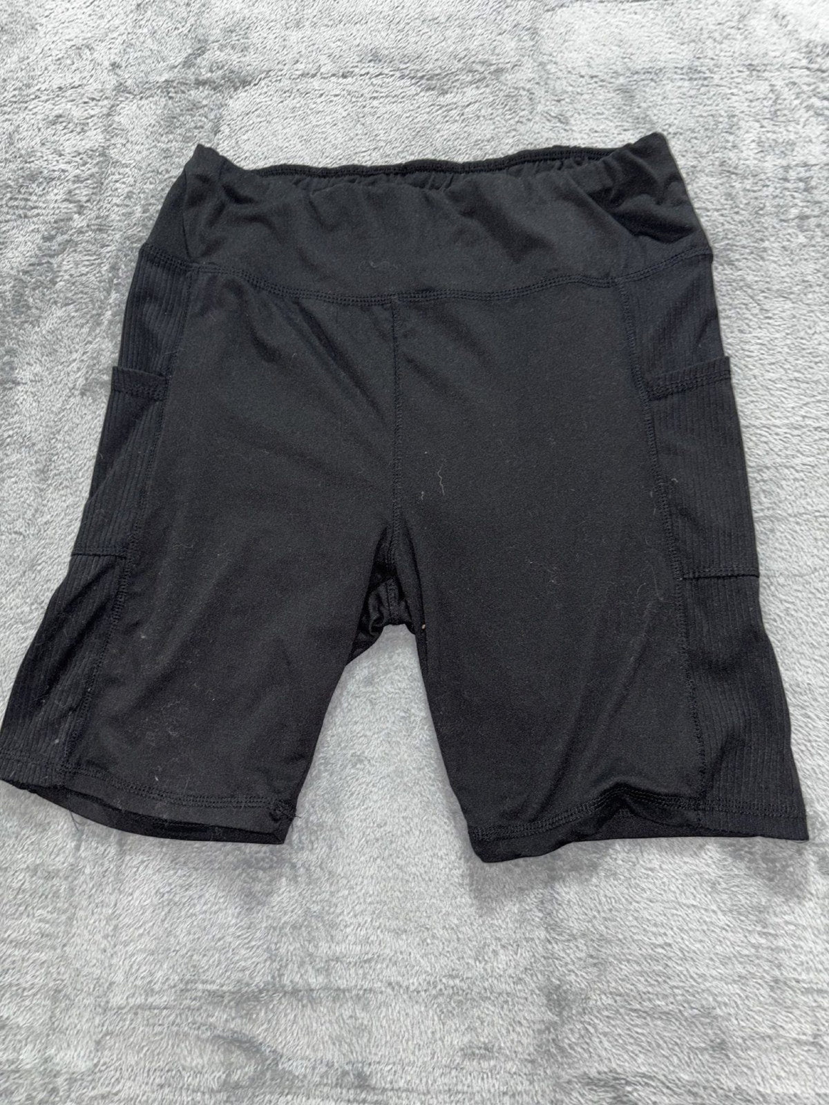 No Comment Womens XL Black Bike Shorts Pockets Casual Athleisure
