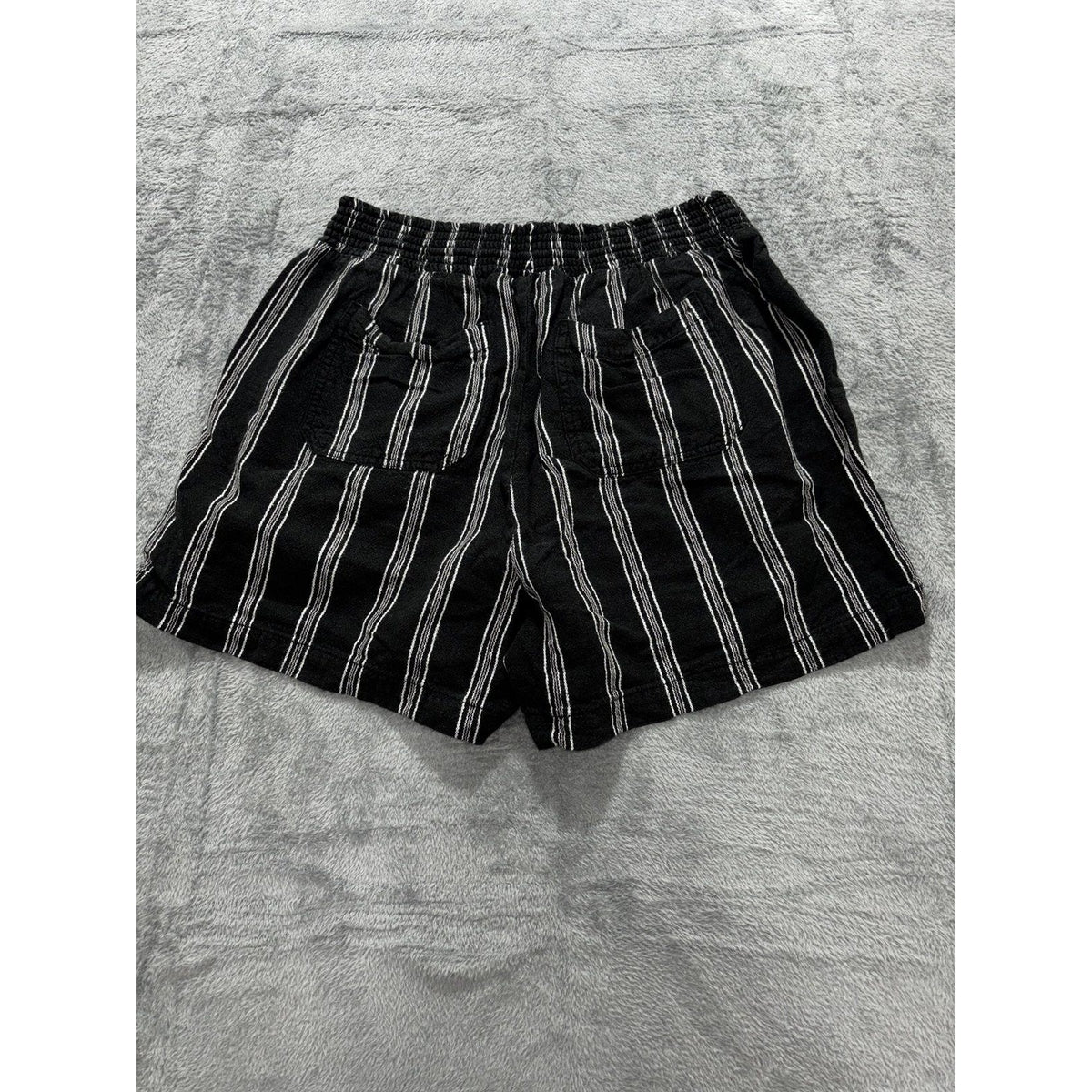 Briggs Womens XL Black White Striped Pull On Linen Blend Shorts Casual Coastal