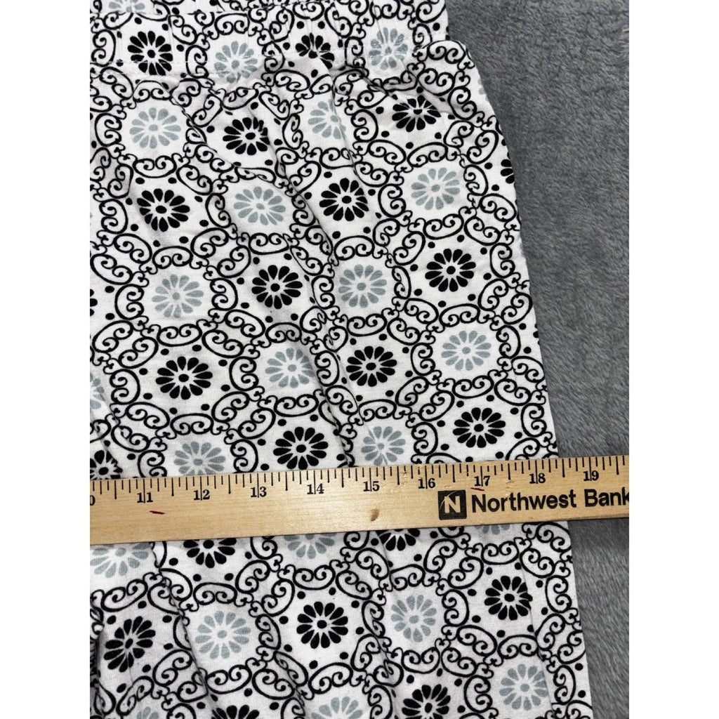 Kathy Ireland Womens L Black White Medallion Print Sleepwear Pants Cozy